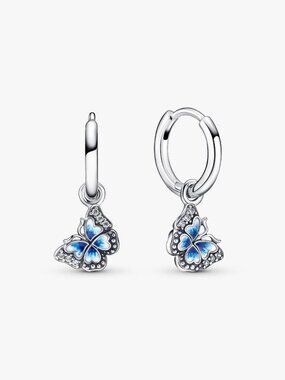 Pandora Blue Butterfly Hoop Earrings